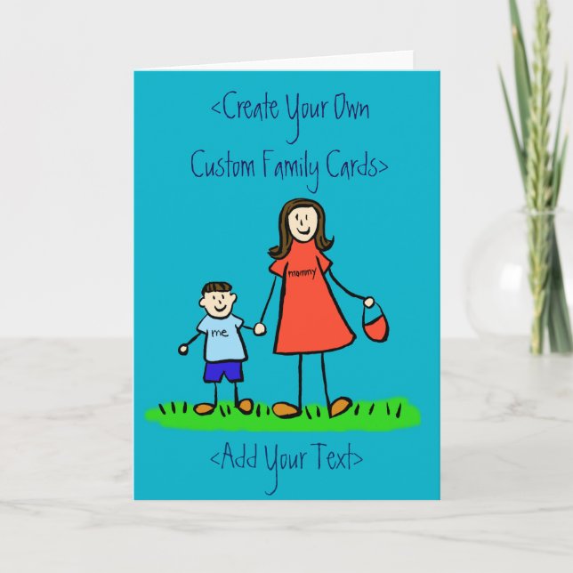 Mother and Son Custom Family Art Greeting Card (Front)