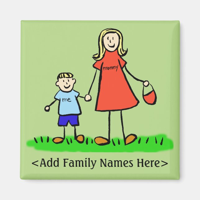 Mother and Son Custom Family Character Art Magnet (Front)