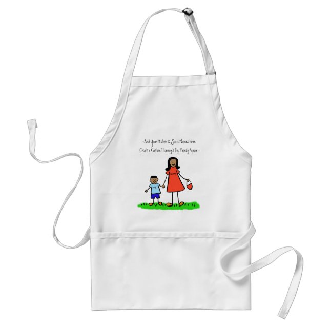Mother and Son Custom Family Characters Art Apron (Front)