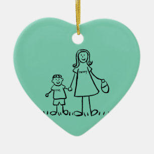 Mother and Son Custom Mommy Family Art Ornaments