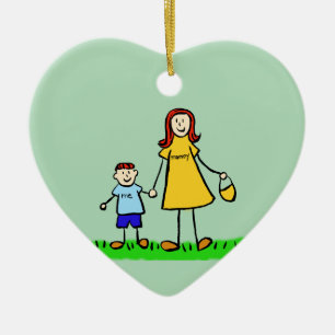 Mother and Son Custom Mommy Family Art Ornaments