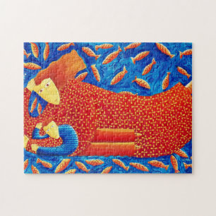 Mother and Son Painting Jigsaw Puzzle