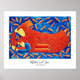 Mother and Son Painting Poster