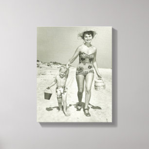 Mother and Son Walking Canvas Print