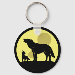 Mother and Wolf Pup Keychain