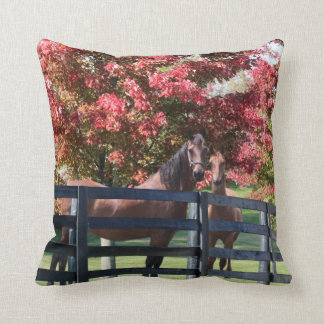 Mother and young horse throw pillow