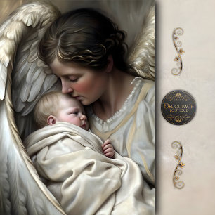 Mother Angel With Baby Wings Decoupage Tissue Paper