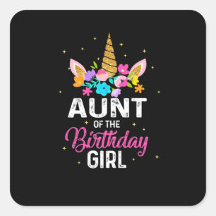 Mother Art Aunt Of The Birthday Girl Birthday Square Sticker