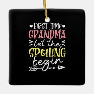 Mother Art First Time Grandma Birthday Ceramic Ornament