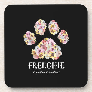 Mother Art Frenchie Mama Floral Paw French Bulldog Coaster