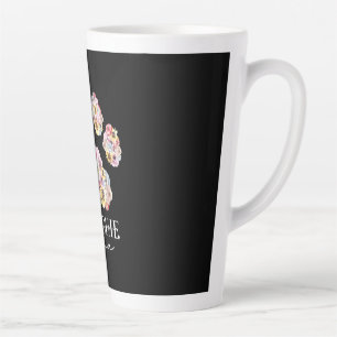Mother Art Frenchie Mama Floral Paw French Bulldog Latte Mug