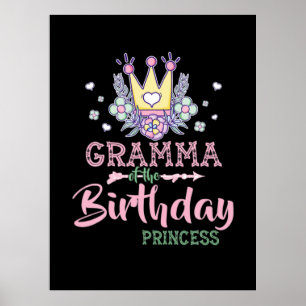 Mother Art Gramma Of The Birthday Princess Xmas Poster