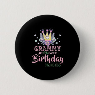 Mother Art   Grammy Of The Birthday Princess Xmas 2 Inch Round Button