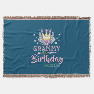 Mother Art   Grammy Of The Birthday Princess Xmas Throw Blanket