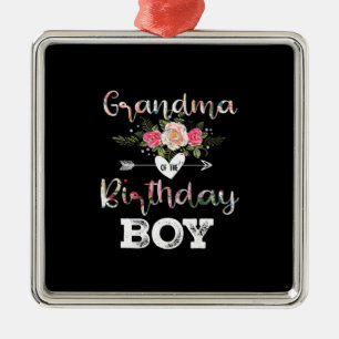 Mother Art Grandma Of A Birthday Boy Birthday Metal Ornament