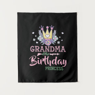 Mother Art   Grandma Of The Birthday Princess Xmas Tapestry