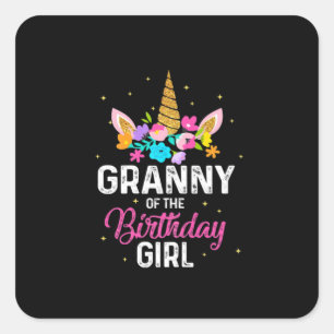 Mother Art Granny Of The Birthday Girl Birthday Square Sticker