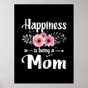 Mother Art Happiness Is Being A Mom Birthday Poster