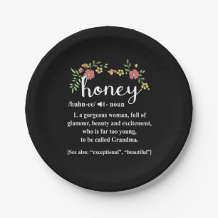 Mother Art Honey Grandma Floral Definition Xmas Paper Plate