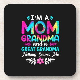 Mother Art   I Am A Mom Great Grandma Birthday Coaster