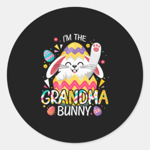 Mother Art   I Am The Grandma Bunny Birthday Classic Round Sticker