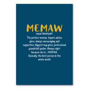 Mother Art Memaw Definition Table Number
