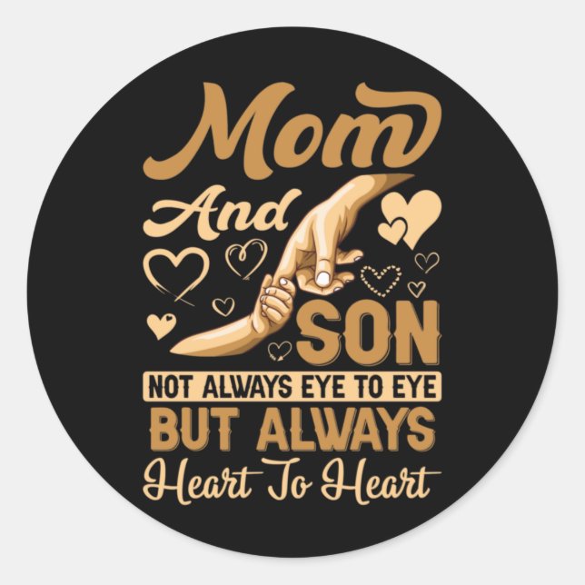 Mother Art | Mom and Son Heart To Heart Birthday Classic Round Sticker (Front)