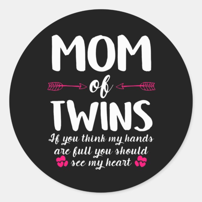 Mother Art | Mom Of Twins Birthday Classic Round Sticker (Front)