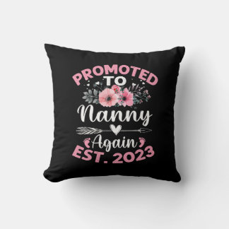 Mother Art | Promoted To Nanny Again 2023 Floral Throw Pillow