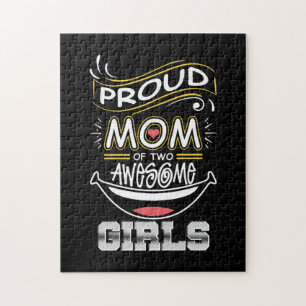 Mother Art Proud Mom Of Two Awesome Girls Xmas Jigsaw Puzzle