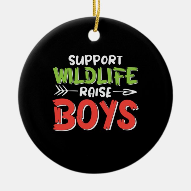 Mother Art Support Wildlife Raise Boys Ceramic Ornament (Front)