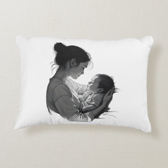 Mother & Baby artwork Accent Pillow (Back)