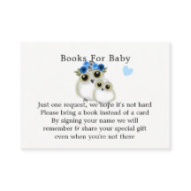 Mother Baby Cute Owl Baby Boy Shower Book Request