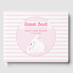 Mother & Baby Girl Bunny   Baby Shower Guest Book