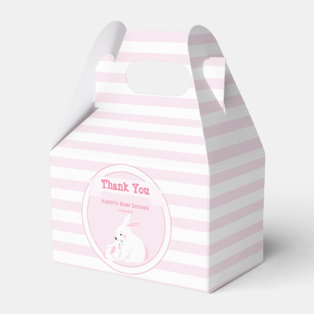 Mother & Baby Girl Bunny | Baby Shower Thank You Favor Box (Front Side)