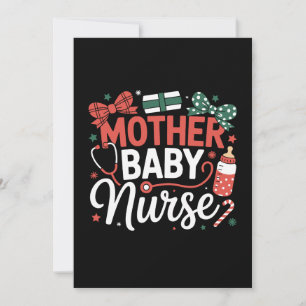 Mother Baby Nurse Christmas Stethoscope Candy Cane Invitation