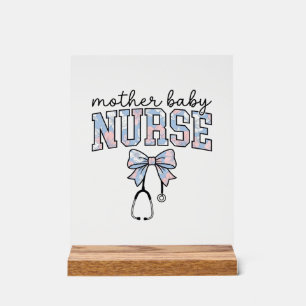 Mother Baby Nurse Floral Bow Shirt Design_1 Acrylic Sign