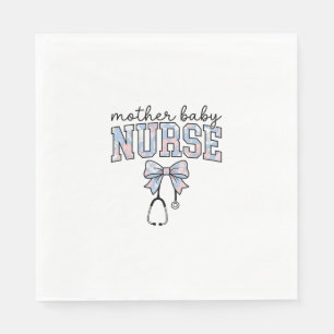 Mother Baby Nurse Floral Bow Shirt Design_1 Napkin