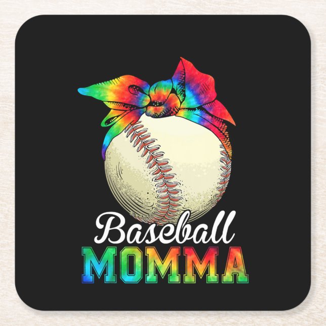 Mother Baseball Momma Birthday Square Paper Coaster (Front)