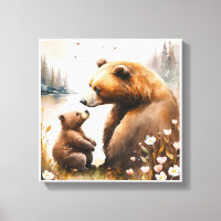 Mother Bear Baby Cub Painting Artwork