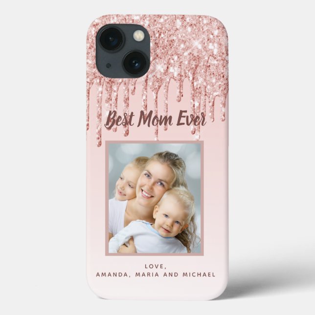 Mother Best Mom Ever photo blush pink drips Case-Mate iPhone Case (Back)