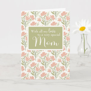 Mother Birthday Pink Flower Pattern Card