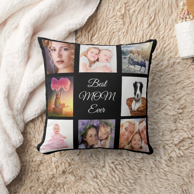 Mother black photo collage throw pillow (Blanket)