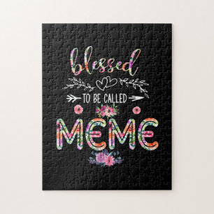 Mother Blessed To Be Called Mom And Meme Flower Jigsaw Puzzle