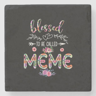 Mother Blessed To Be Called Mom And Meme Flower Stone Coaster