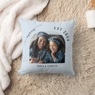 Mother blue photo children kid throw pillow