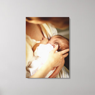 Mother breastfeeding baby girl (1-3 months) canvas print