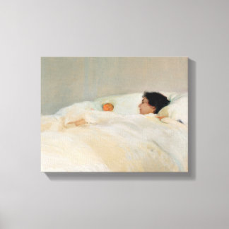 Mother by Joaquin Sorolla Mother and daughter in s Canvas Print