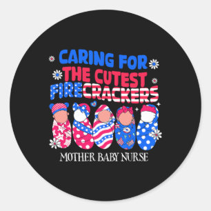 Mother Byby Nurse Patriotic Usa Flag American Inde Classic Round Sticker