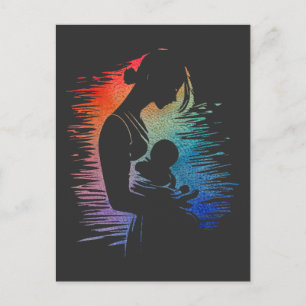 Mother carrying her baby, mom and her baby sketch, postcard